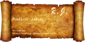 Radics Jakus névjegykártya